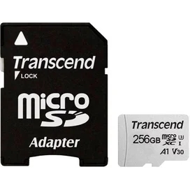 Карта памяти MicroSD 256GB Transcend, TLC, UHS-I, U3, A1, до 95MB/s + SD Adapter (TS256GUSD300S-A) фото